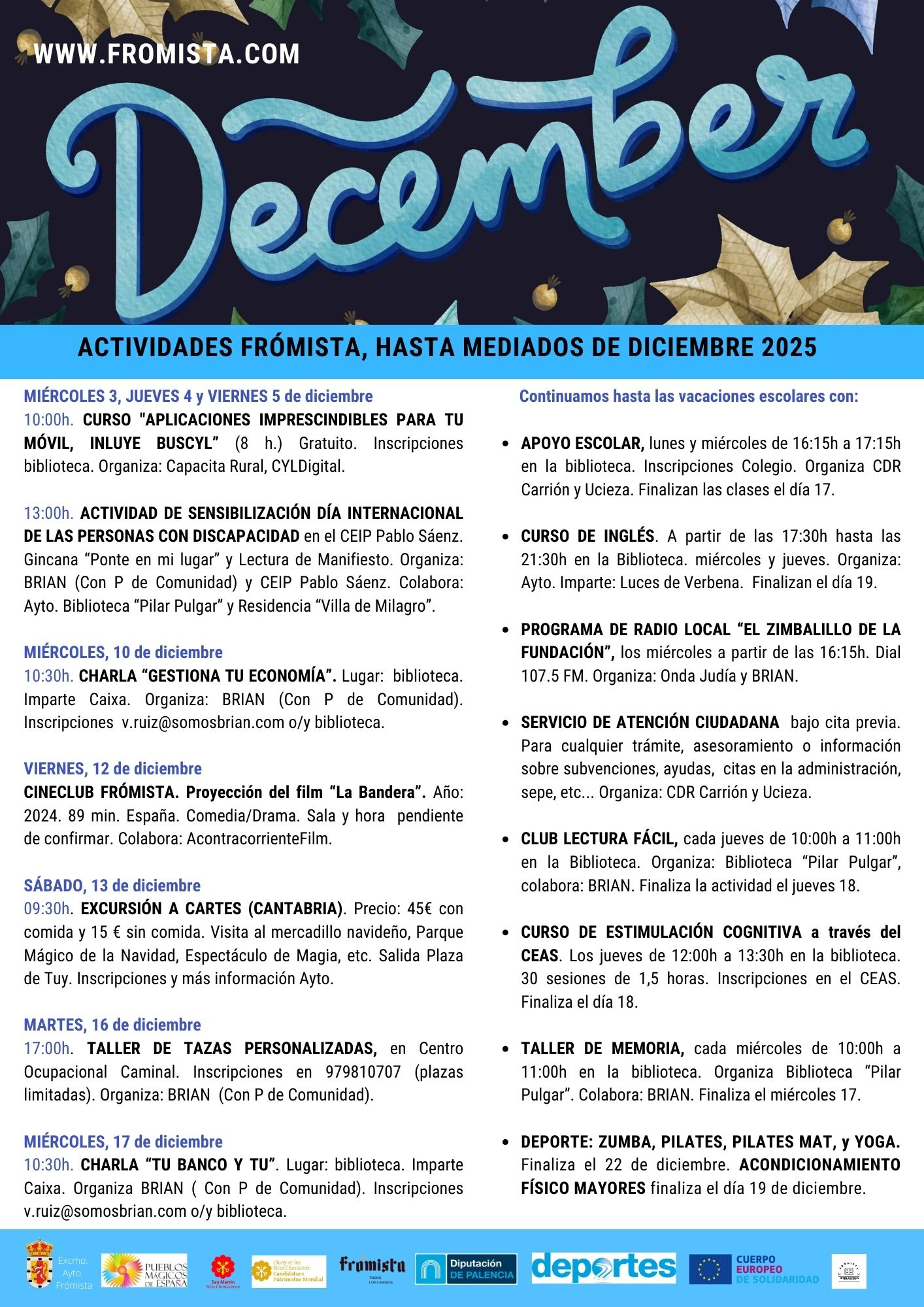 HOJA INFORMATIVA HASTA MEDIADOS DE DICIEMBRE